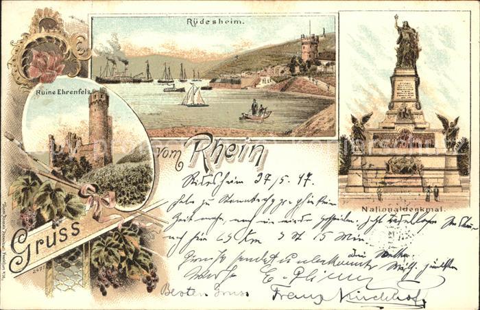 Ruedesheim Rheinpanorama Nationaldenkmal Ruine-Ehr