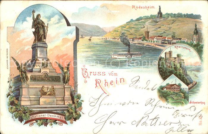 Ruedesheim Rheinpanorama Nationaldenkmal Burg-Rhei