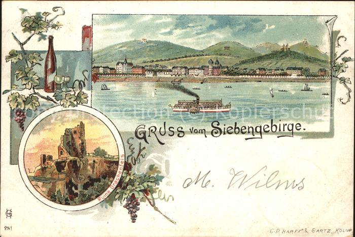 Siebengebirge Rheinpanorama Ruine Drachenfels