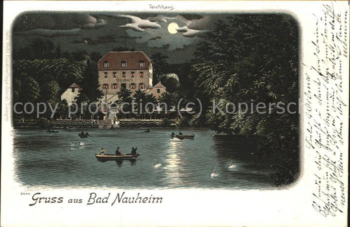Bad Nauheim Teichhaus bei Nacht Ruderboote