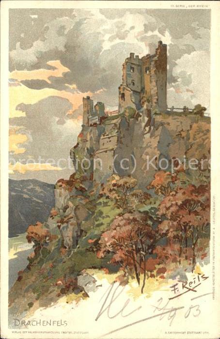 Drachenfels Ruine Künstlerkarte
