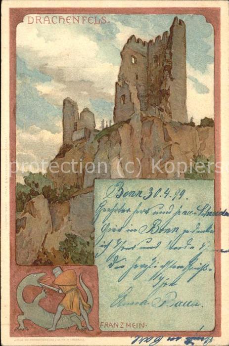 Drachenfels Burgruine Künstlerkarte