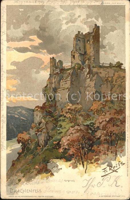 Drachenfels Burgruine Künstlerkarte