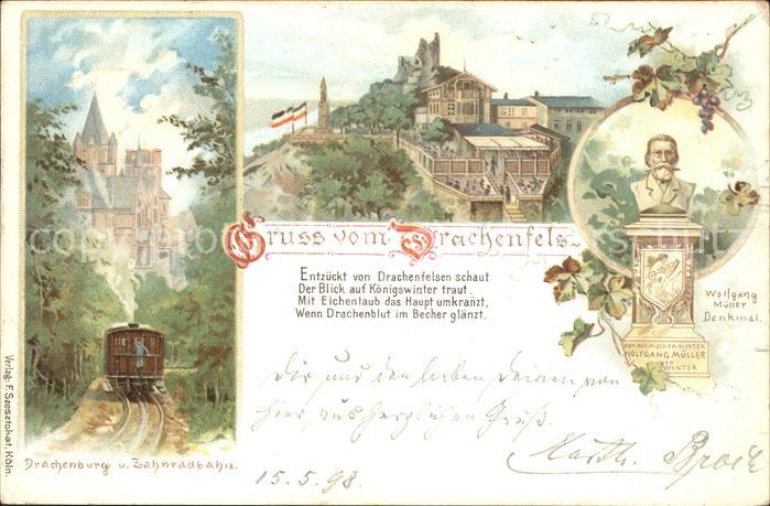 Koenigswinter Drachenfels Wolfgang Mueller-Denkmal Zahnradbahn