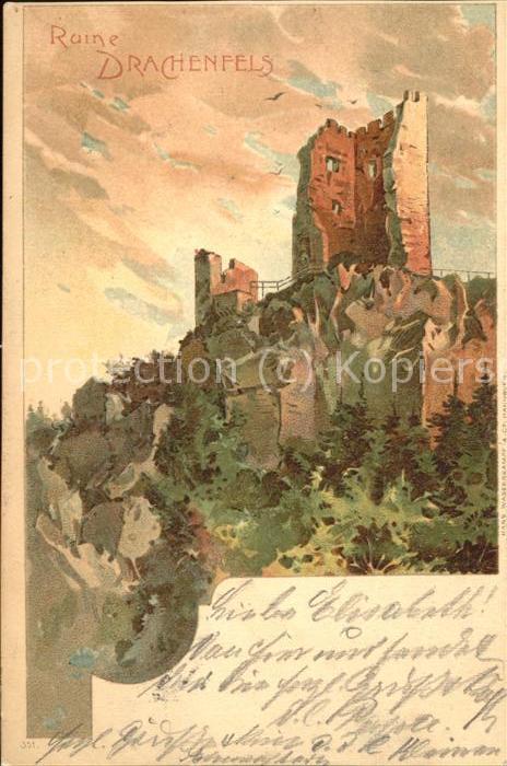 Drachenfels Ruine Kuenstlerkarte