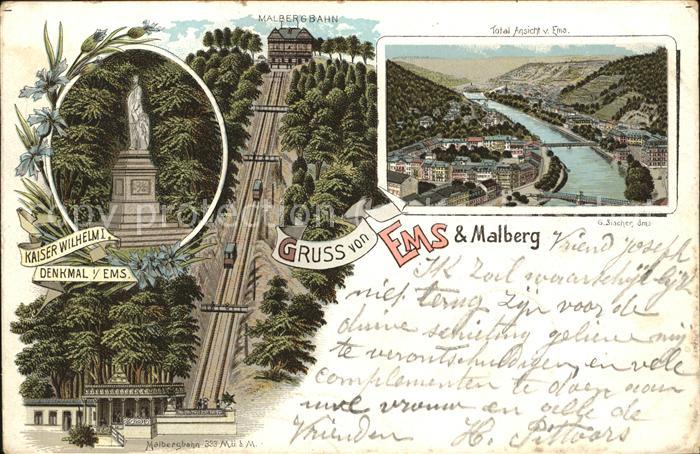 Bad Ems Panorama Malbergbahn Kaiser Wilhelm-Den