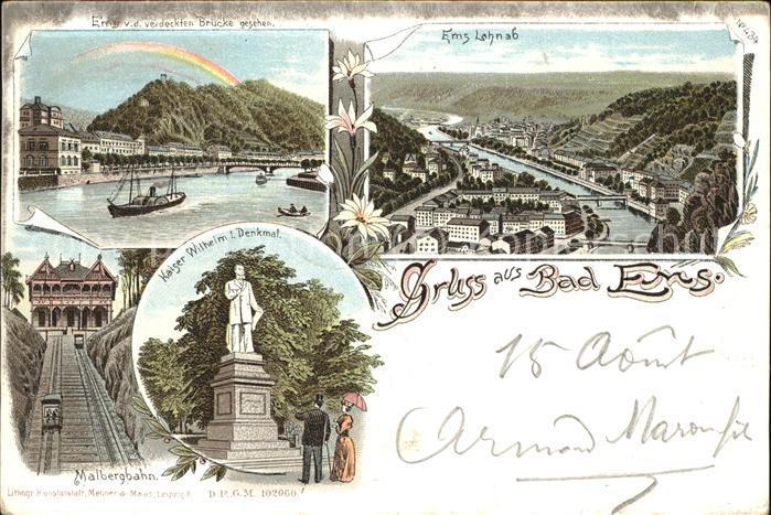 Bad Ems Panorama Malbergbahn Kaiser Wilhelm-Den