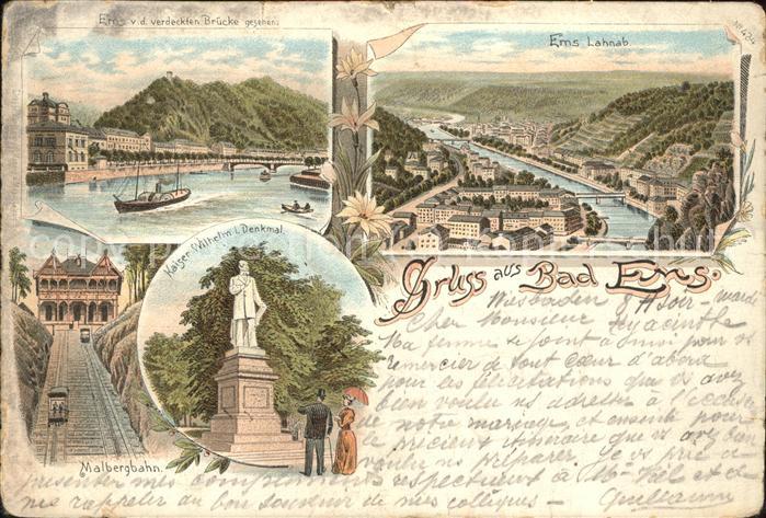 Bad Ems Lahn-Panorama Kaiser Wilhelm-Denkmal Ma