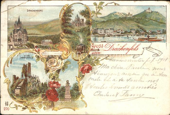 Drachenfels Drachenburg Panorama Ruine