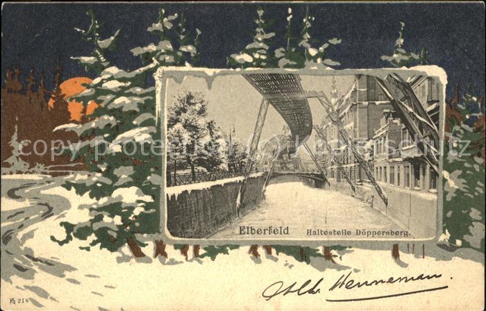 Elberfeld Wuppertal Schwebebahn im Schnee Döppersberg Künst