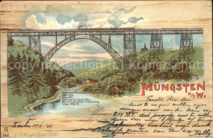 Muengsten Kaiser Wilhelm Brücke Eisenbahn Künstle