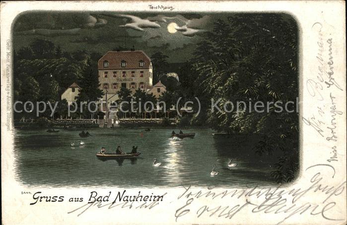 Bad Nauheim Teich bei Nacht Ruderboote Schwäne