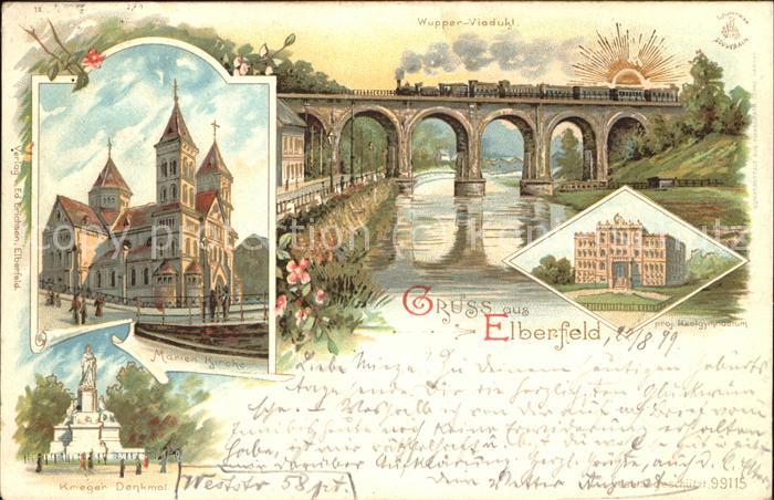 Elberfeld Wuppertal Wupper Vidadukt Eisenbahn Kriegerdenkma