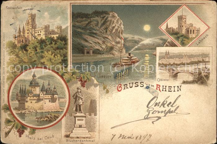 Loreley Lorelei Lahneck Koblenz Pfalz Stolzenfels