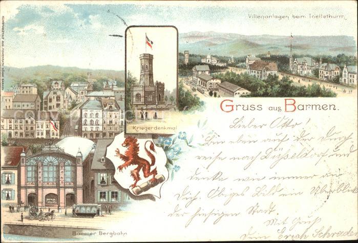 Barmen Wuppertal Kriegerdenkmal Villen beim Toelleturm