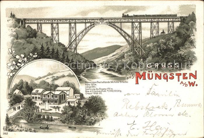 Muengsten Kaiser Wilhelm-Brücke Künstlerkarte Eis