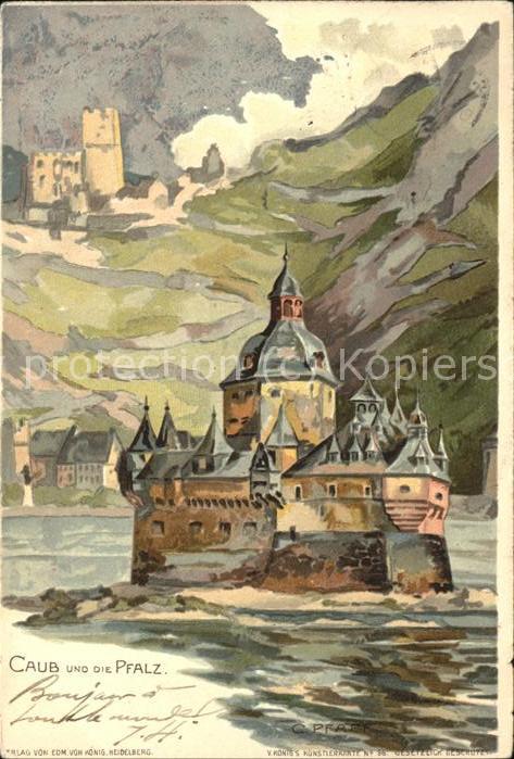 Caub Die Pfalz Künstlerkarte