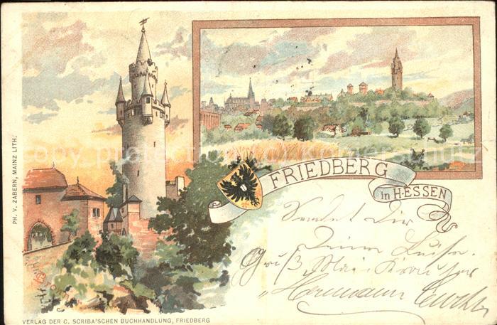 Friedberg Hessen Panorama Turm Künstlerkarte
