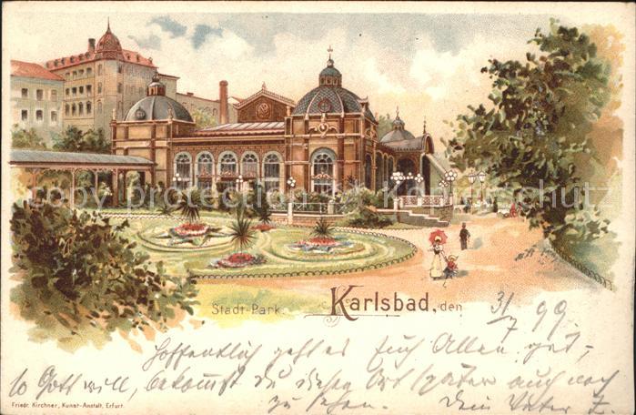 Karlsbad Eger Kuenstlerkarte Stadt Park
