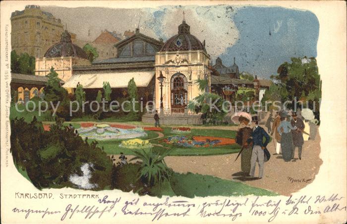 Karlsbad Eger Kuenstlerkarte Stadtpark