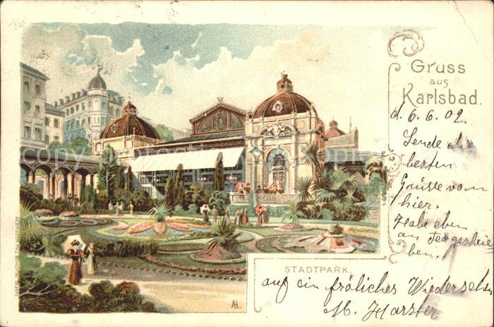 Karlsbad Eger Kuenstlerkarte Stadtpark