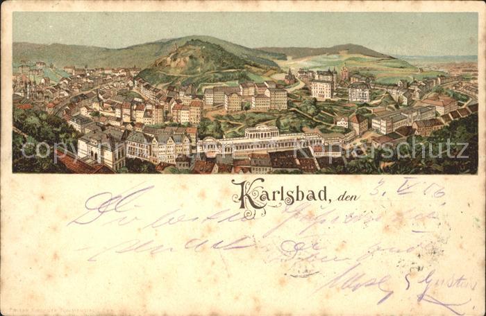 Karlsbad Eger Kuenstlerkarte Panorama