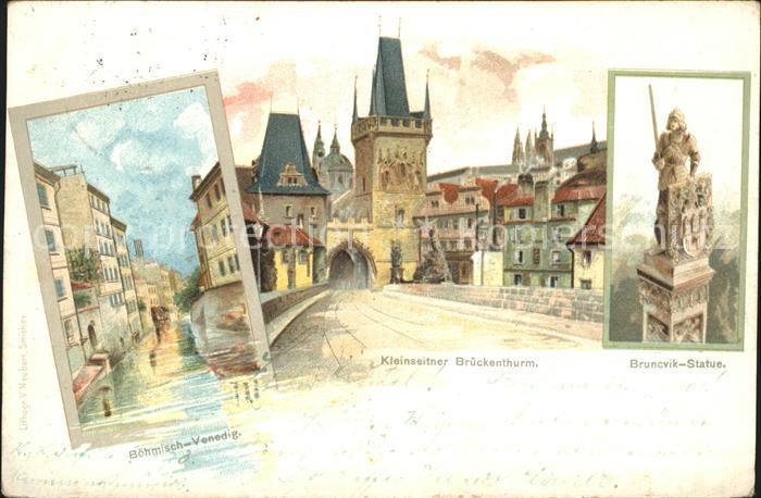 Karlsbad Eger Kuenstlerkarte Boehmisch-Venedig Kleinseitner Brueckenthurm Bruncv