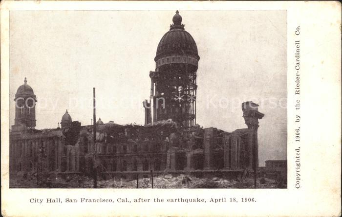 San Francisco California City Hall after the earthquake