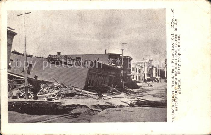 San Francisco California Valencia Street Hotel Effect of earthquuke sinding hote