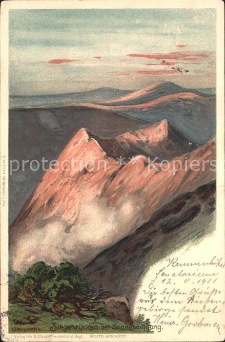 Riesengebirge Krkonose Karkonosze Ziegenruecken bei Sonnenaufgang