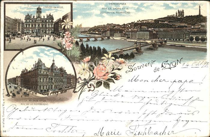 Lyon France Sur la Saone et le Goteau de Fourviere