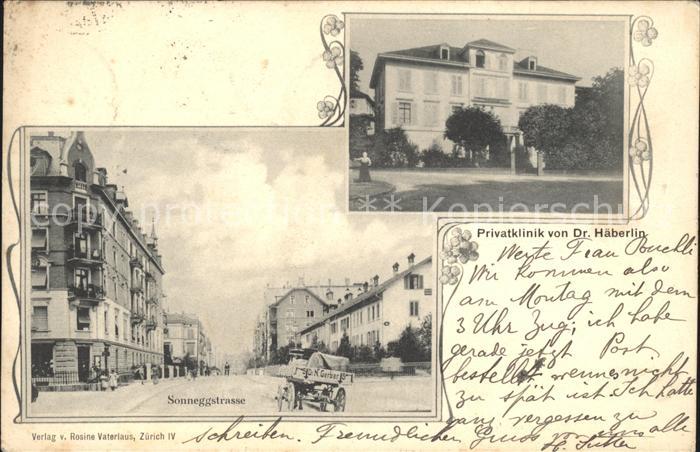 Zuerich ZH Sonneggstrasse Privatklinik von Dr. Haeberlin