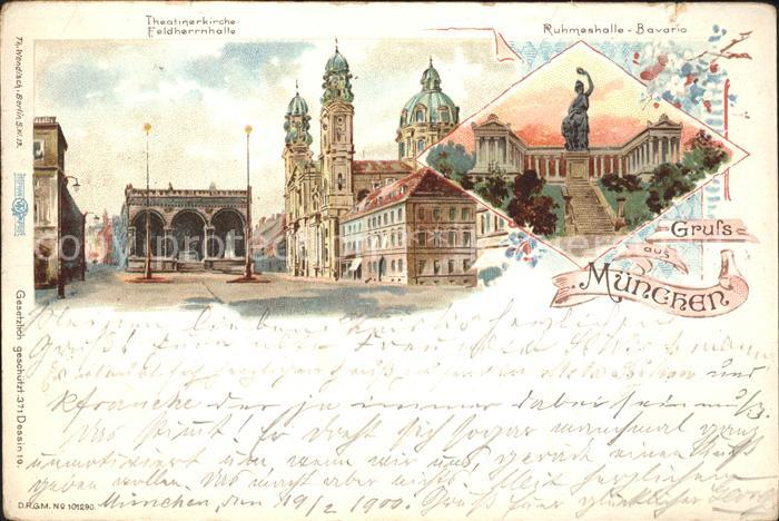 Muenchen Bayern Theatinerkirche Feldherrnhalle Ruhmeshalle Bavaria