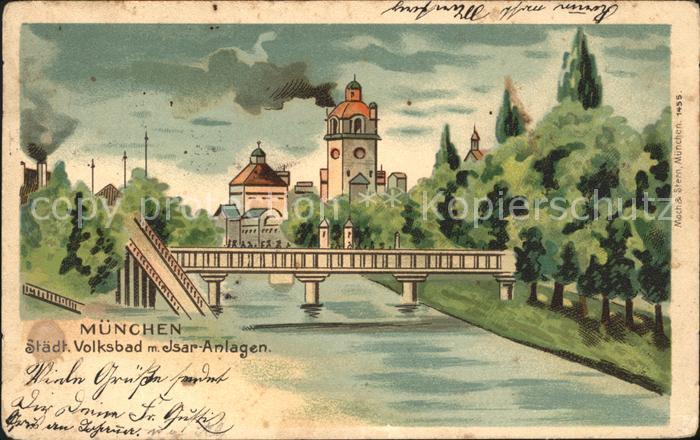 Muenchen Bayern Staedt Volksbad mit Elsar Anlagen