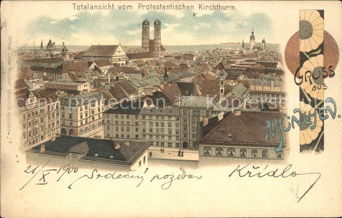 Muenchen Bayern Totalansicht vom Protest Kirchturm