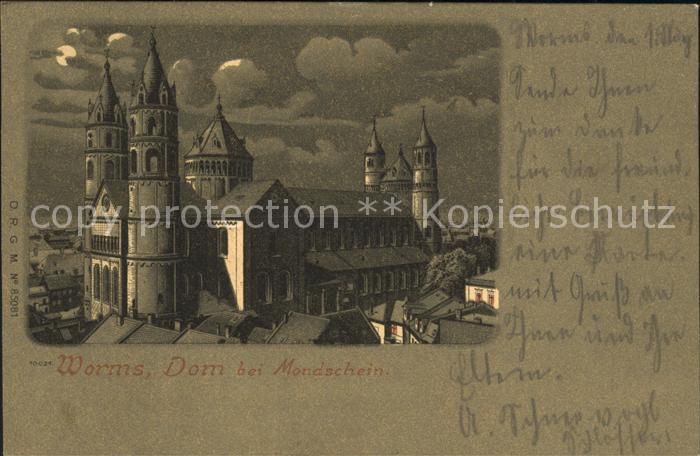 Worms Rhein Dom bei Mondschein