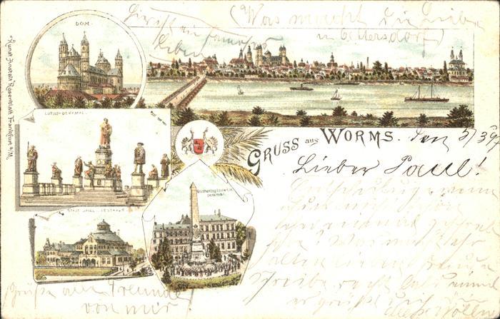 Worms Rhein Panorama Dom Lutherdenkmal Grossherzog Ludwig Denkmal