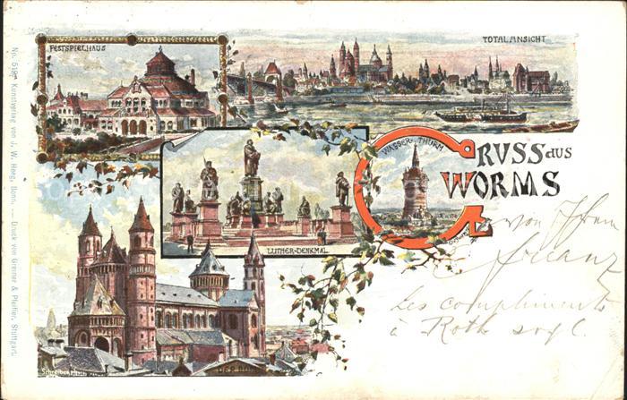 Worms Rhein Panorama Dom Lutherdenkmal Festspielhaus Wasserthurm
