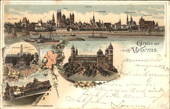 Worms Rhein Totalansicht Dom Lutherdenkmal Grossherzog Ludwig Denkmal
