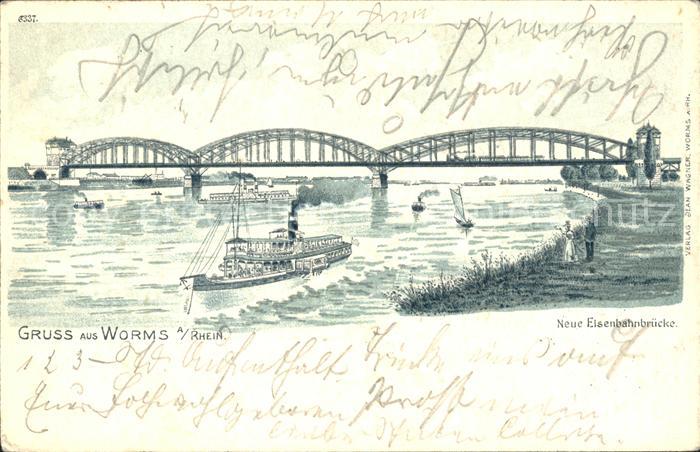 Worms Rhein Neue Eisenbahnbruecke Dampfer