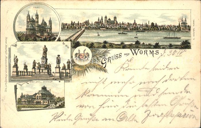 Worms Rhein Panorama Dom Lutherdenkmal Festspielhaus