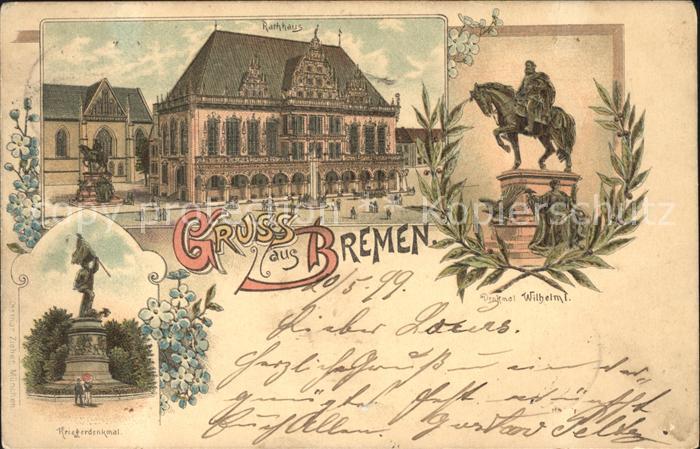 BREMEN  CITY Rathhaus Denkmal Wilhelm I Kriegerdenkmal