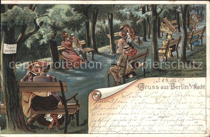 BERLIN  CITY Partie im Tiergarten Illustration