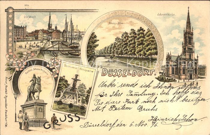 DuessELDORF  CITY Werft Koenigsallee Brunnen Johanniskirche Kurfuerst Joh Wilhel
