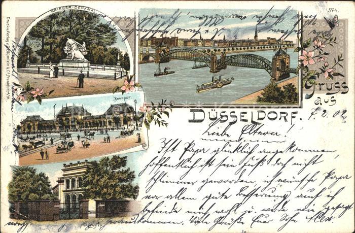 DuessELDORF  CITY Kriegerdenkmal Neue Rheinbruecke Bahnhof