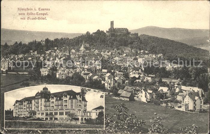 Koenigstein Taunus Ortsansicht mit Burgruine vom Hildatempel Grand Hotel