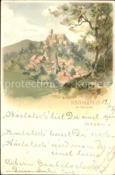 Koenigstein Taunus Ortsblick mit Ruine