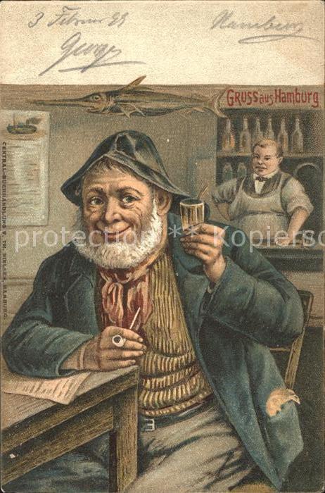 HAMBURG  CITY Kneipe Zecher Karikatur