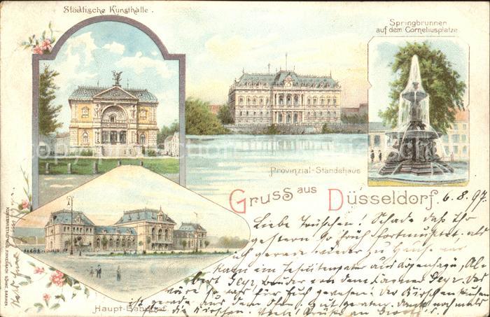 DuessELDORF  CITY Staedt Kunsthalle Springbrunnen Staendehaus Hauptbahnhof