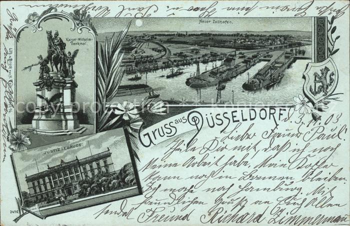 DuessELDORF  CITY Kaiser Wilhelm Denkmal Neuer Zollhafen Justizgebaeude